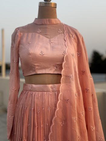 Peach Organza feathery soft Classy Lehenga