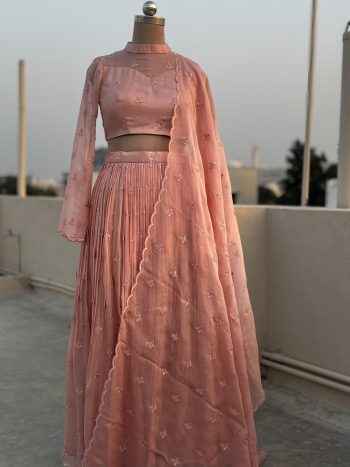 Peach Organza feathery soft Classy Lehenga