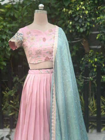 Baby Pink Pastel Lehenga by Kiyshacouture