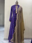 Crepe Long Gown with Golden Dupatta from Kiysha Couture